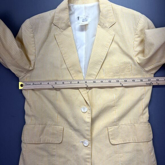 Women's Size 6/7 Blazer Gray Vintage Made In Japan Yellow Striped - Picture 6 of 13